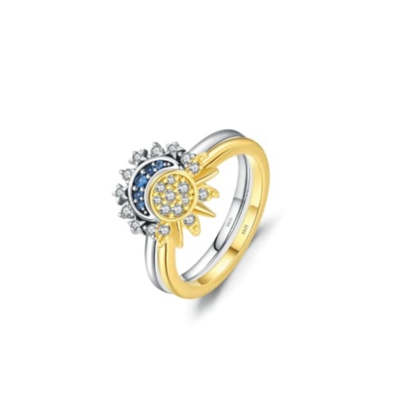 Solid 925 Sterling Silver Sun Moon Dainty Band Ring - Picture 8 of 8